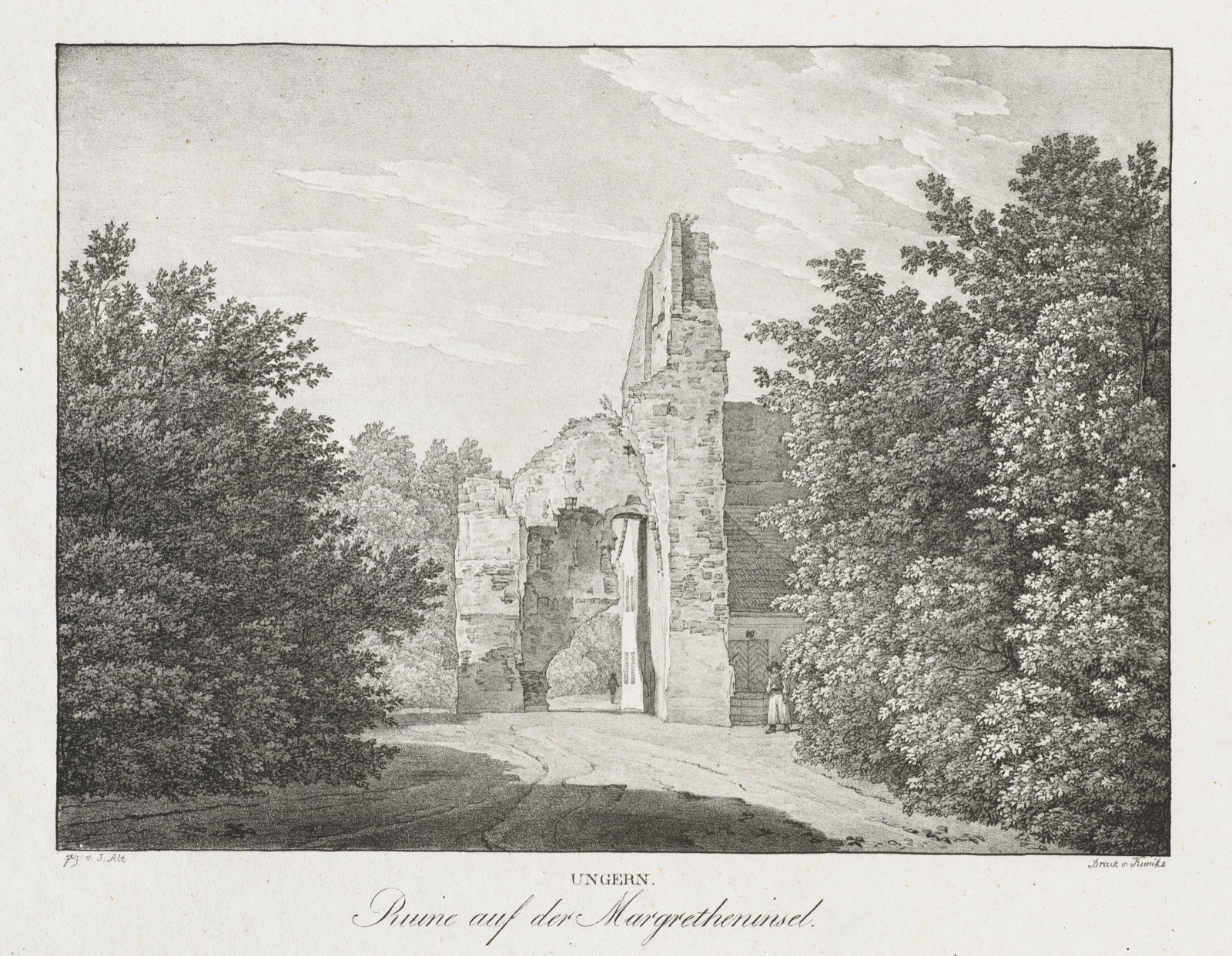 Ungern, Ruinen auf der Margretheninsel — Jakob Alt (Austrian, 1789–1872)