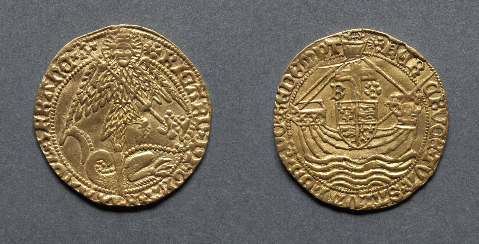 Angel: St. George Slaying the Dragon (obverse); Ship with Shield of Arms and Cross (reverse)