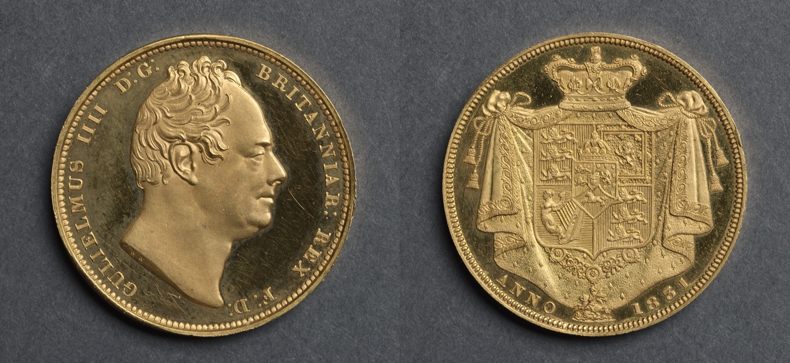 Two Pound Piece: George IV (obverse); Shield of Arms (reverse) — Jean Baptiste Merlen (French, 1769–1850); William Wyon (British, 1795–1851)
