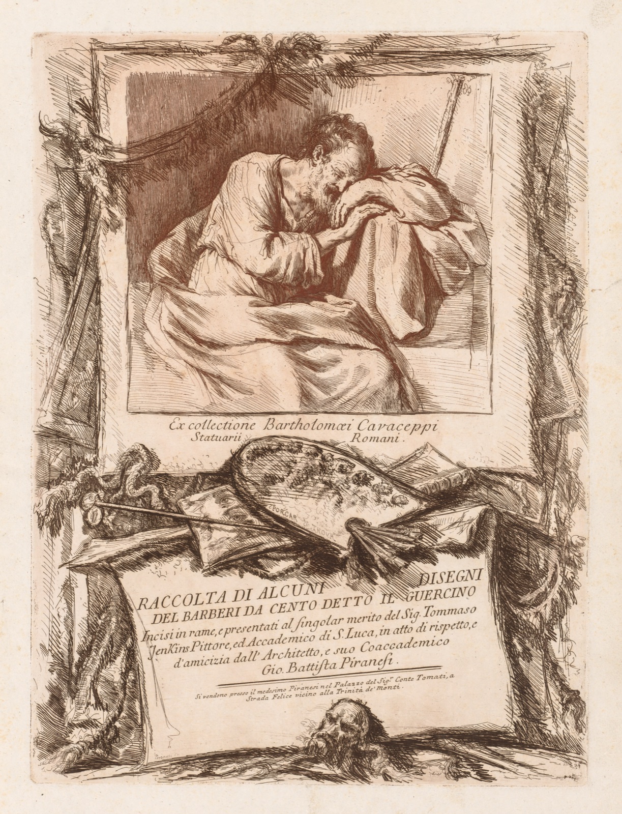 Title Page of Raccolta di alcuni disegni del Barberi da Cento detto il Guercino — Giovanni Battista Piranesi (Italian, 1720–1778)