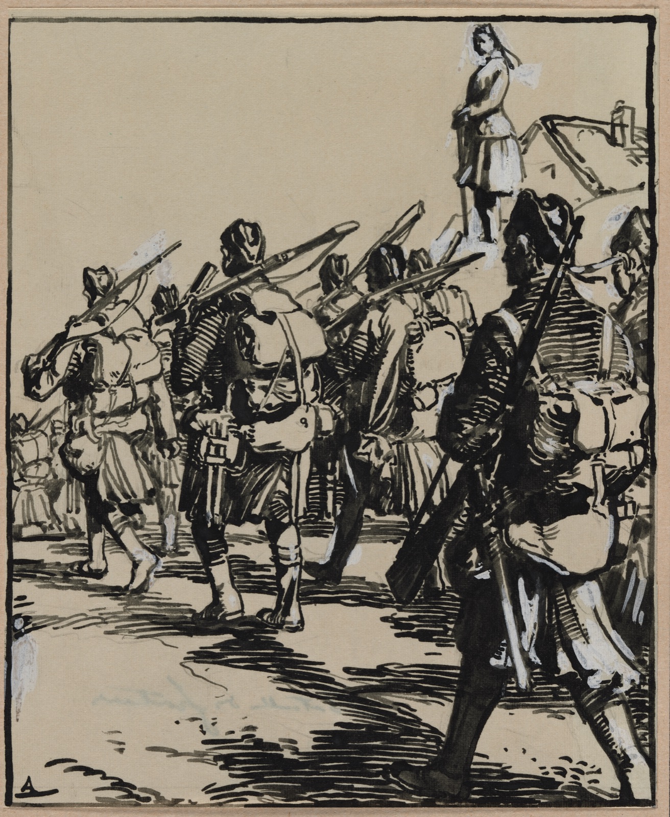 Bataille des frontières: groupe des soldats britanniques — Auguste Louis Lepère (French, 1849–1918)