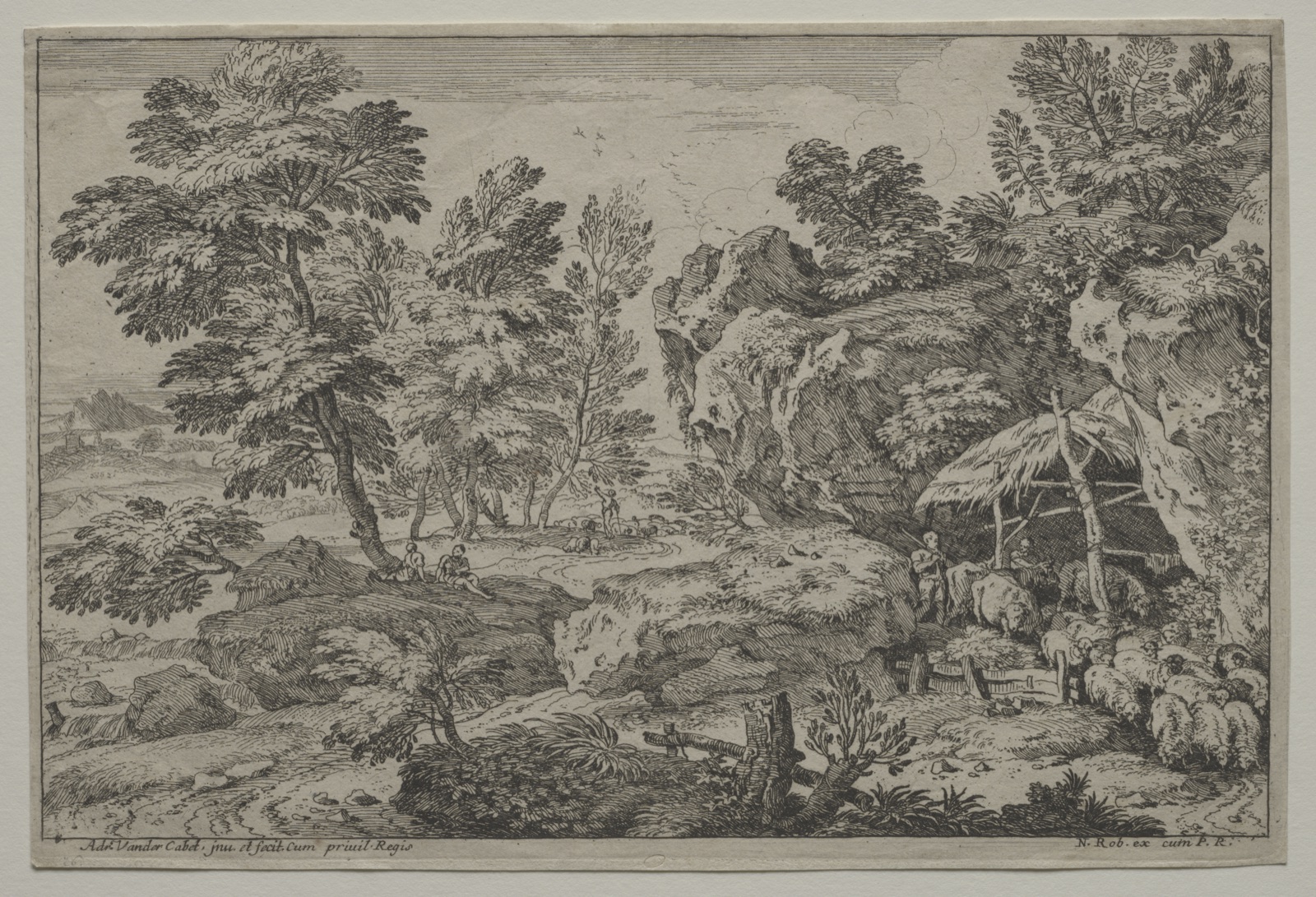 Landscape with Shepherds and two Flocks — Adrian van der Cabel (Dutch, 1631–1705); Nicolas Robert