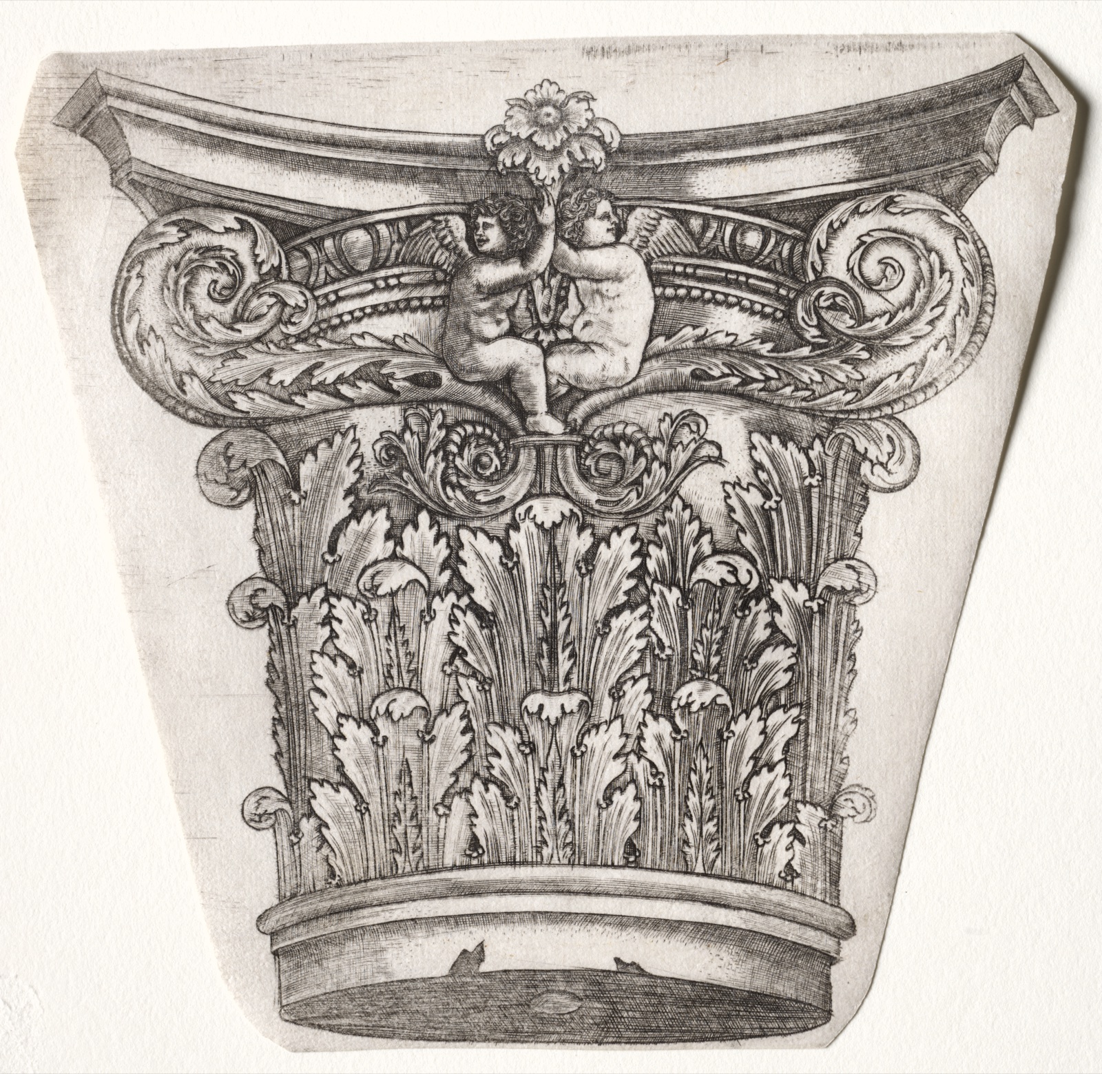 Base and Capital with Putti — Master G. A. with the man-trap (Italian, active 1525–50)