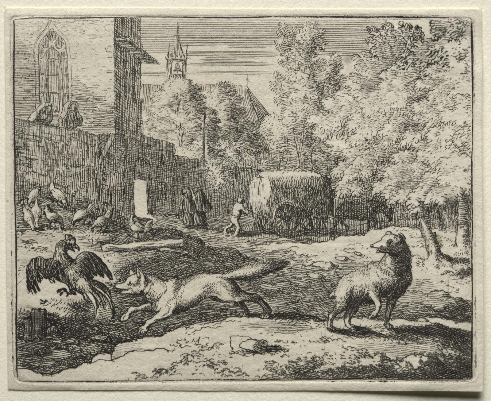 Reynard the Fox: Reynard Chasing Hens — Allart van Everdingen (Dutch, 1621–1675)