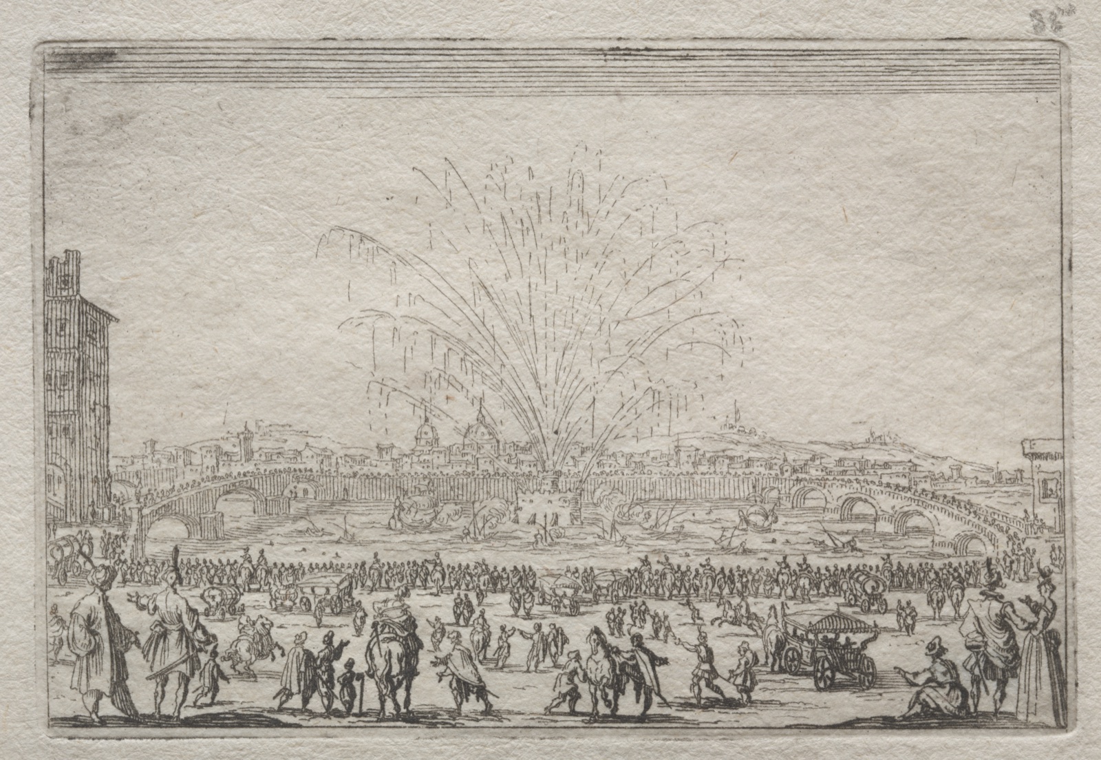 Fireworks on the Arno — Jacques Callot (French, 1592–1635)