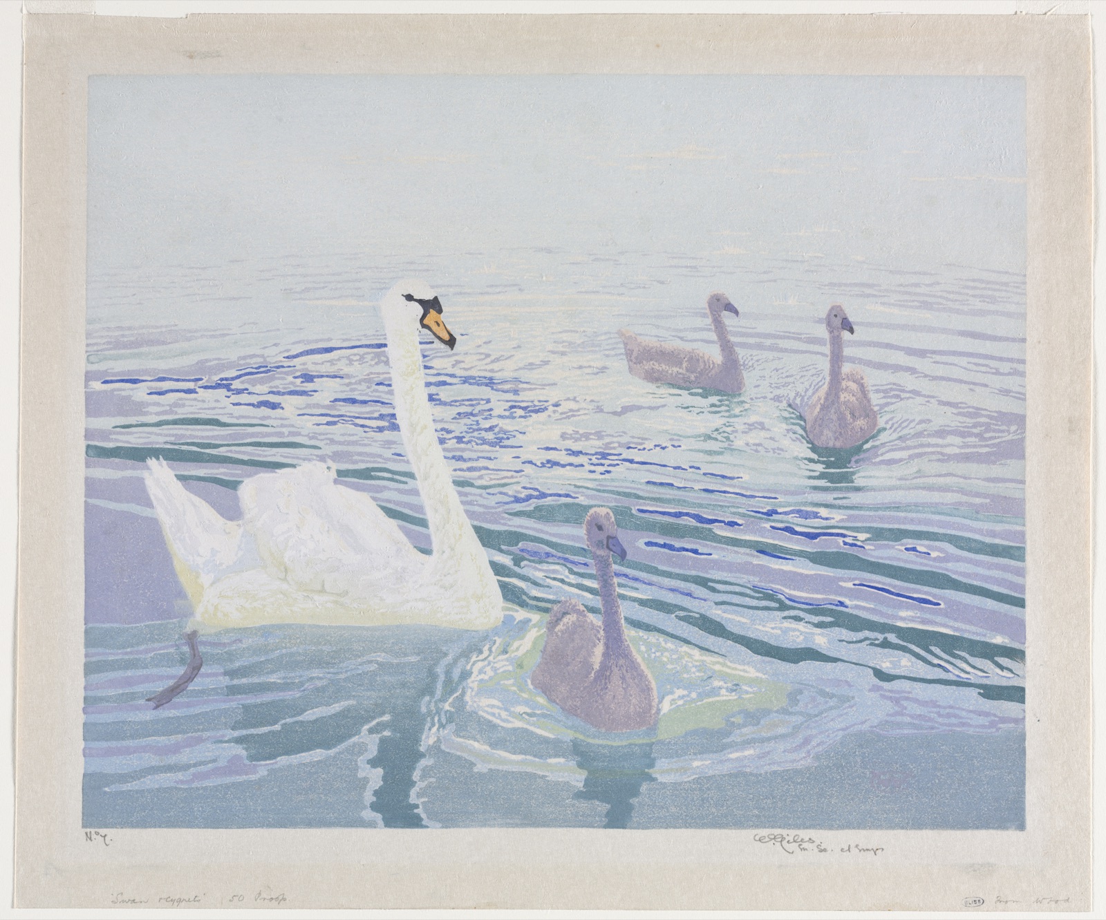 Swans and Cygnets — William Giles (British, 1872–1939)