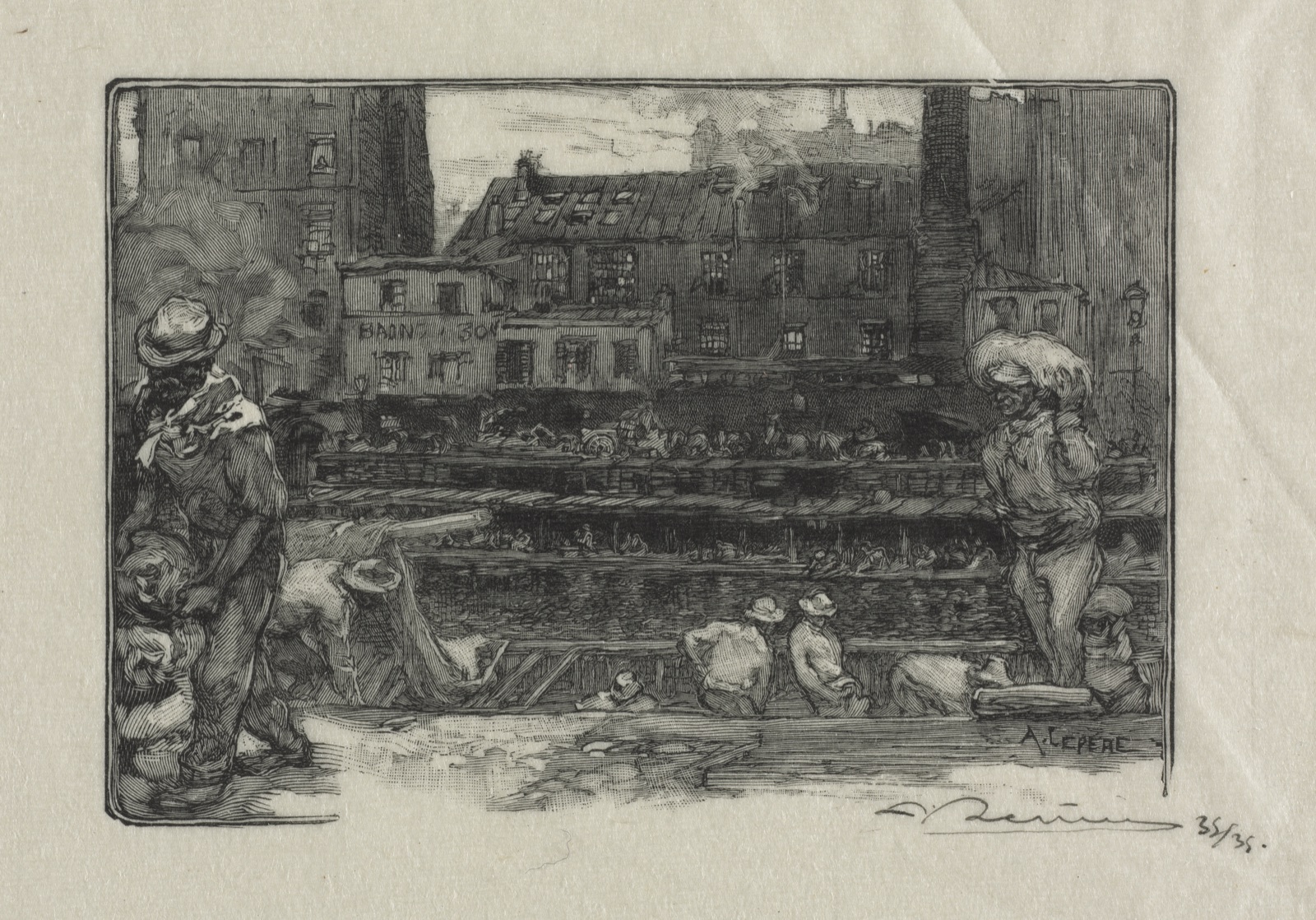 Unloaders of Plaster (Canal St. Martin) — Auguste Louis Lepère (French, 1849–1918)