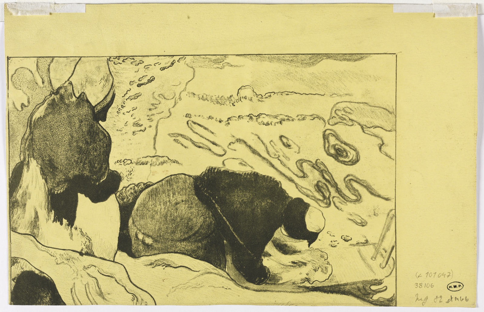 Volpini Suite: Women Washing Clothes (verso) — Paul Gauguin (French, 1848–1903)