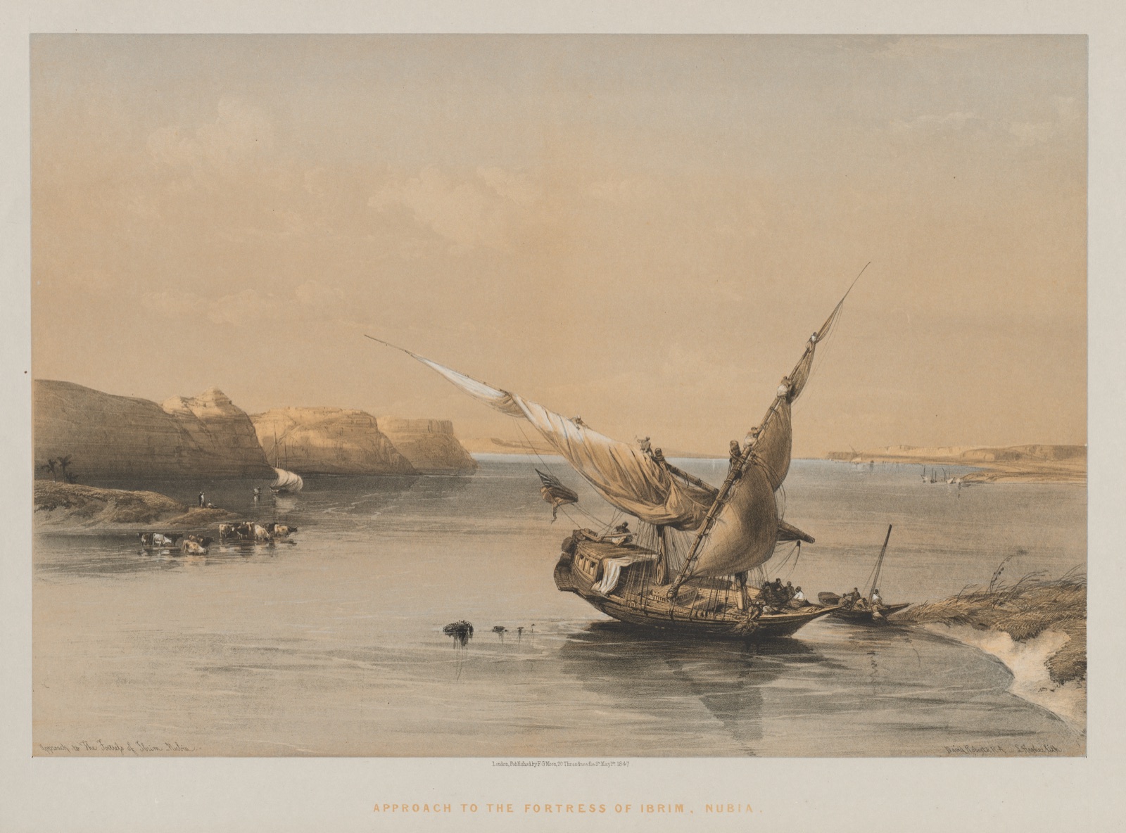 Egypt and Nubia, Volume II: Approach to the Fortress of Ibrim, Nubia — Louis Haghe (British, 1806–1885); F. G. Moon, 20 Threadneedle Street, London; David Roberts (Scottish, 1796–1864)