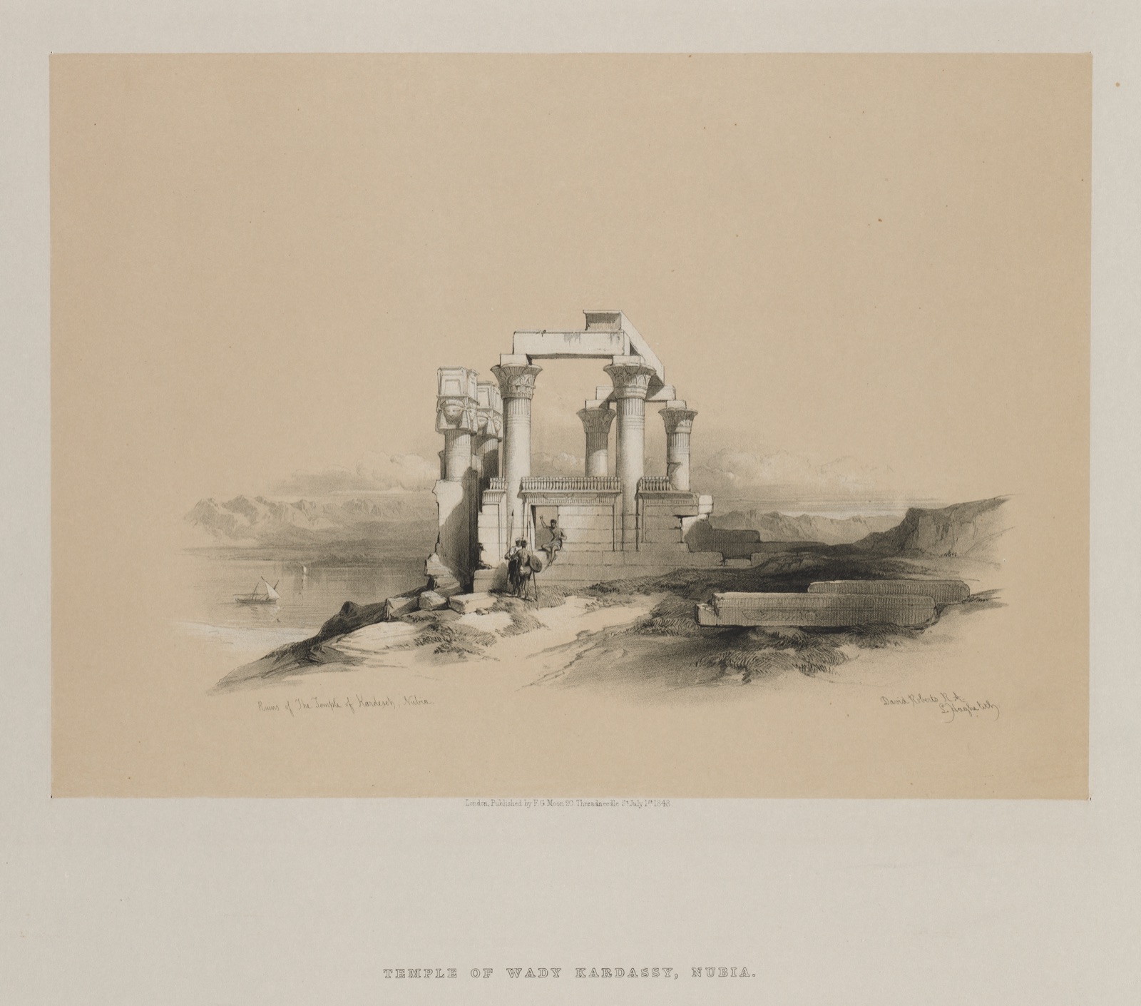 Egypt and Nubia, Volume II: Ruins of the Temple of Kardeseh, Nubia — Louis Haghe (British, 1806–1885); F. G. Moon, 20 Threadneedle Street, London; David Roberts (Scottish, 1796–1864)