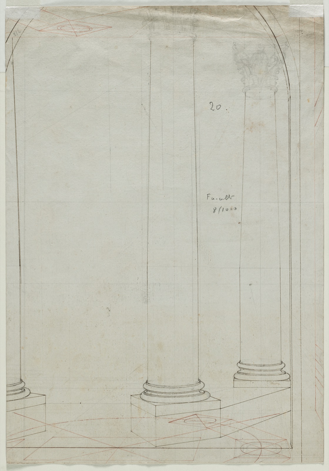 Architectural Drawing of Columns (verso) — Pietro Fancelli (Italian, 1764–1850)