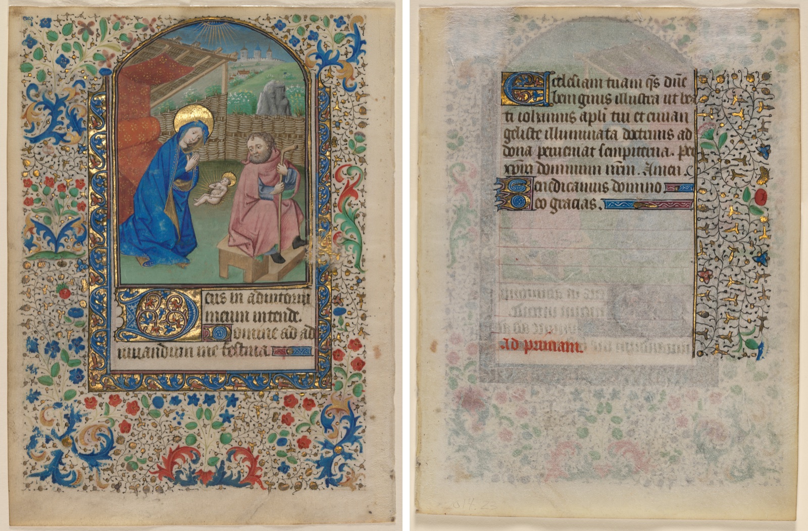 Leaf from a Book of Hours: The Nativity (recto) and Text (verso)
