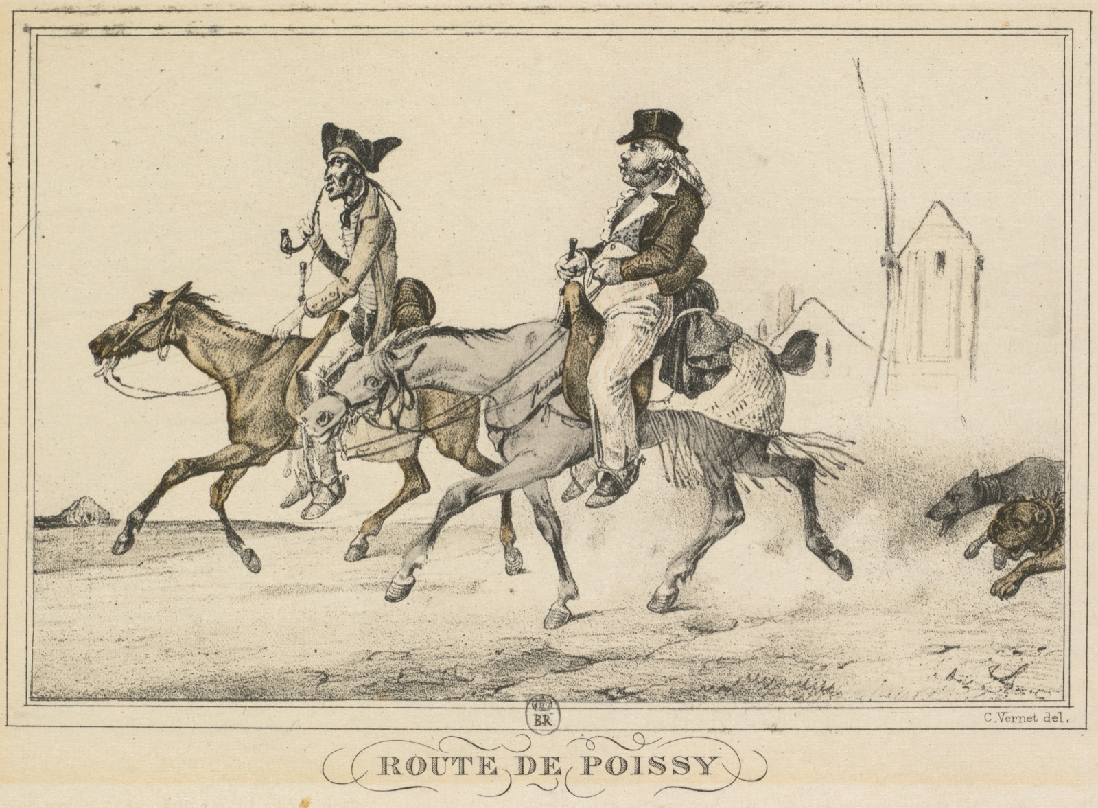 Scenes of Daily Life, Roads and Paths: Road to Poissy (Scènes de la vie quotidienne, Routes et Chemins: Route de Poissy) — Carle Vernet (French, 1758–1836); Published by Bance