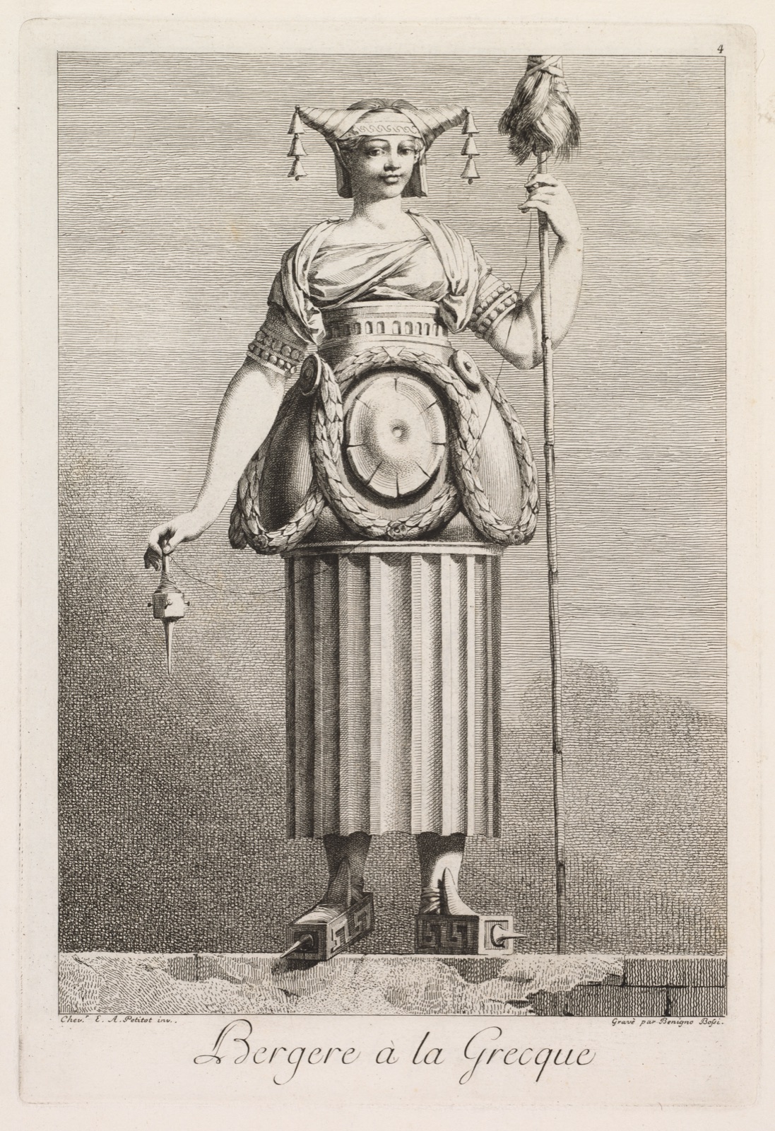 Shepherdess in the Greek Style, Plate 4 — Benigno Bossi (Italian, 1727–1792); Ennemond Alexandre Petitot (French, 1727-1801)