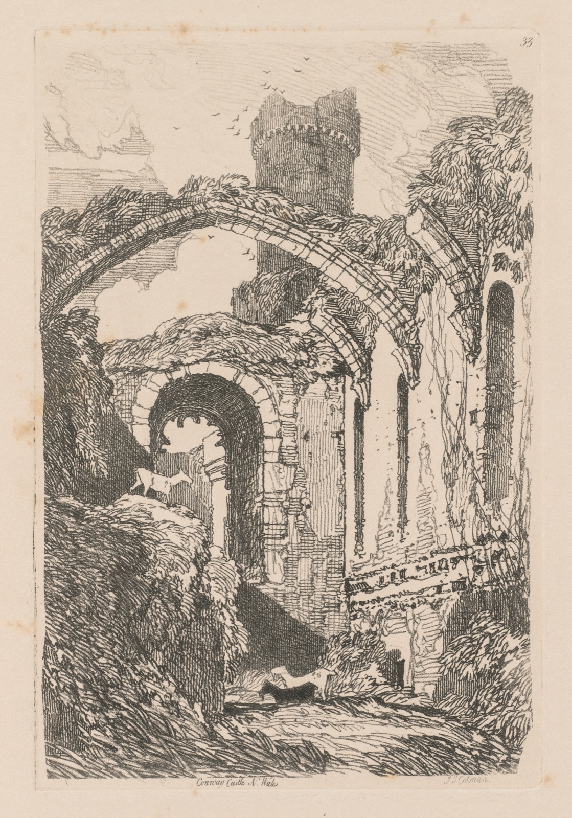 Liber Studiorum: Plate 33, Conway Castle, N. Wales — John Sell Cotman (British, 1782–1842)