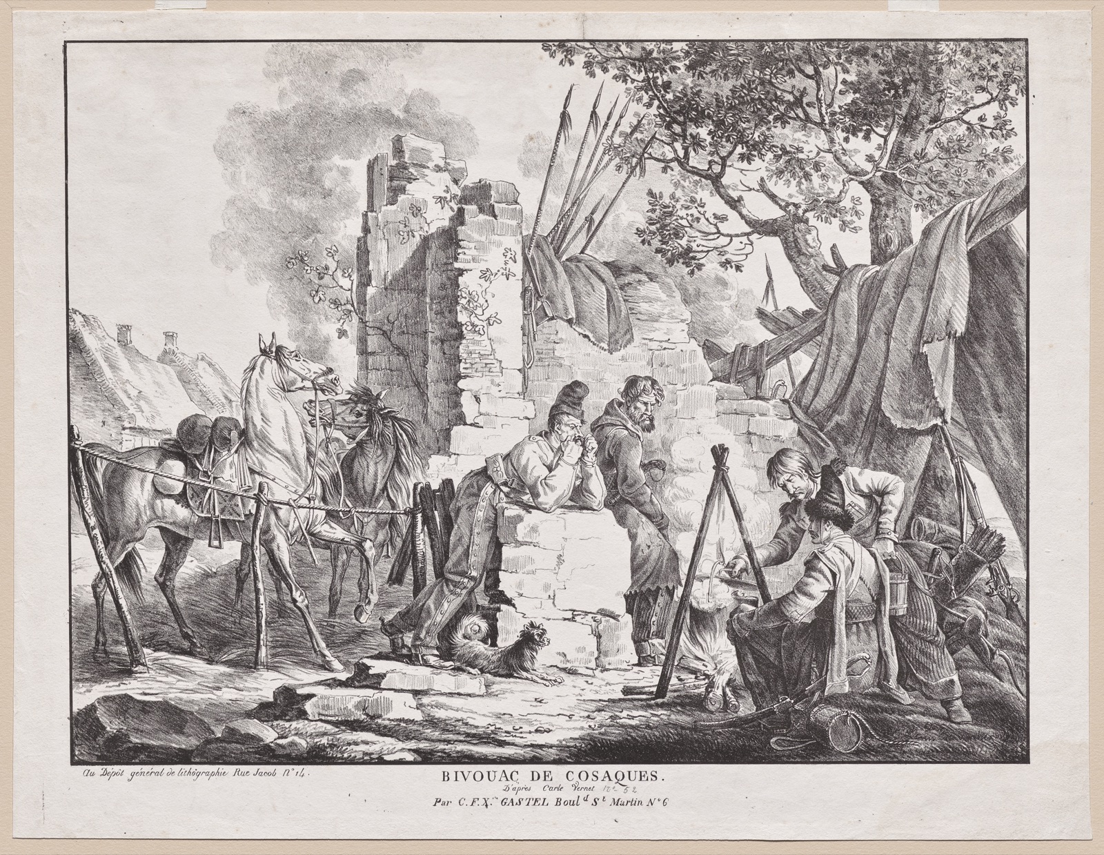 Bivouac de Cosaques — Carle Vernet (French, 1758–1836); C.F.X. Gastel, Bould. St. Martin No. 6