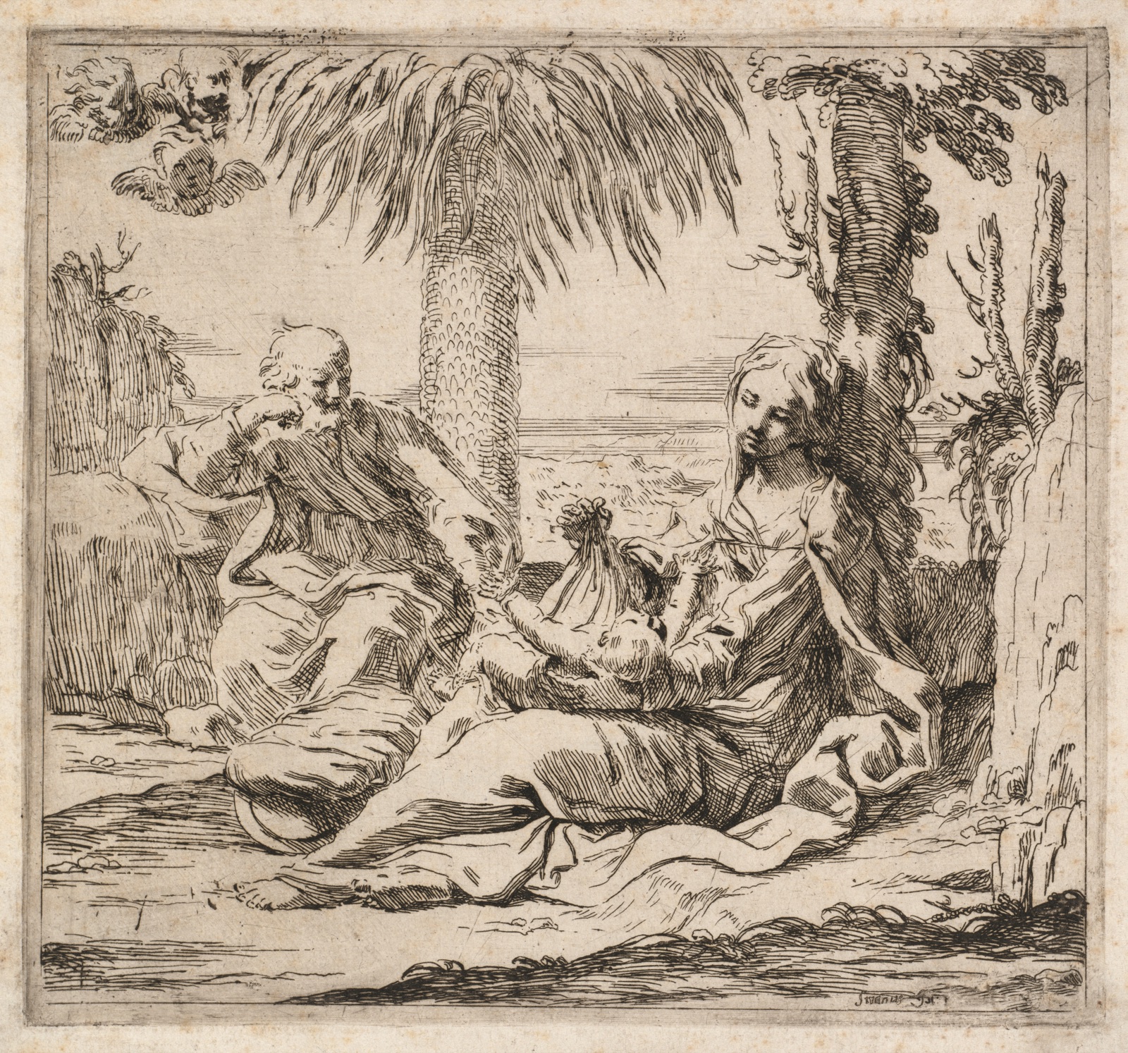 Rest on the Flight into Egypt — Elisabetta Sirani (Italian, 1638–1665)