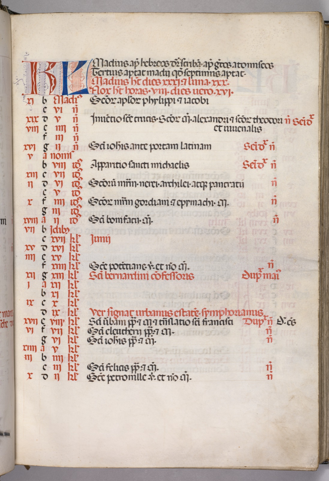 Missale: Fol. 5r: May Calendar Page — Bartolommeo Caporali (Italian, c. 1420–1503); Giapeco Caporali (Italian, d. 1478)