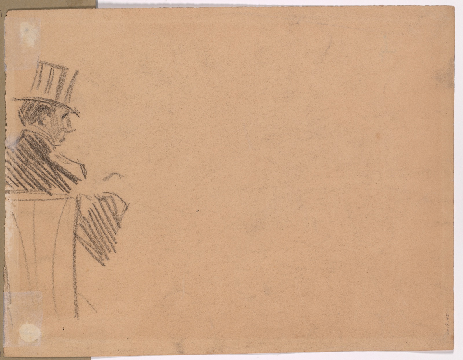 Right Profile of Man Wearing Tall Hat (verso) — Jean Louis Forain (French, 1852–1931)