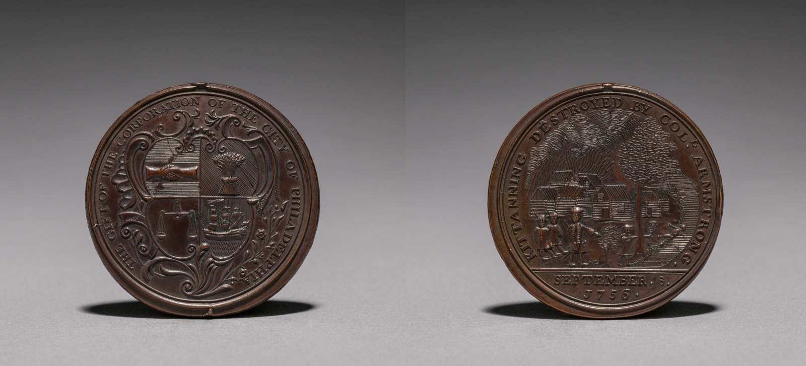 Medal: Commemorating the Destruction of Kittanning by Col. Armstrong, 8 September 1756