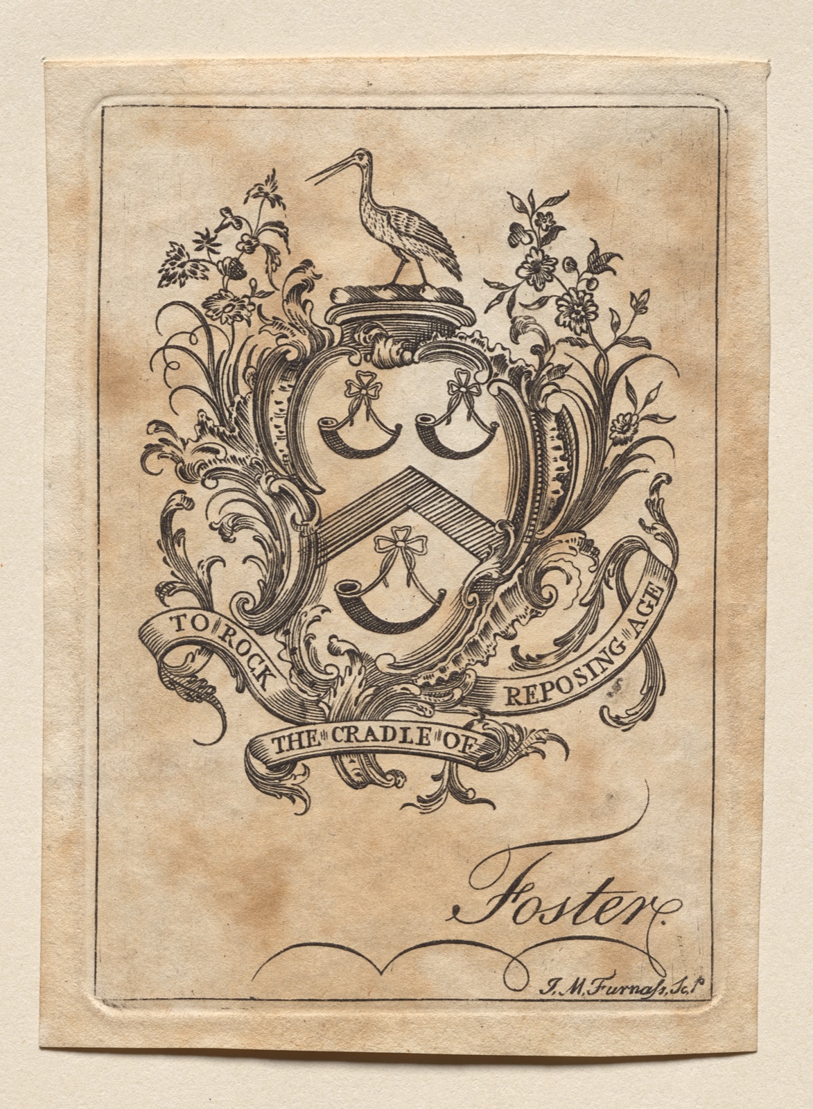 Bookplate: Coat of Arms with Foster inscribed below — John Mason Furnass (American, 1763–1804)