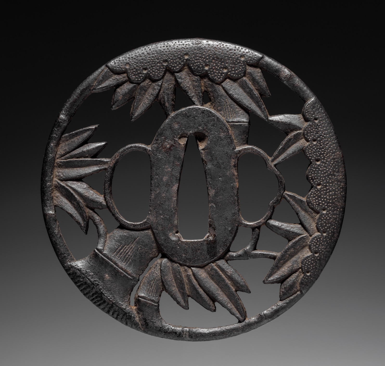 Sword Guard Tsuba) with Bamboo and Cloud