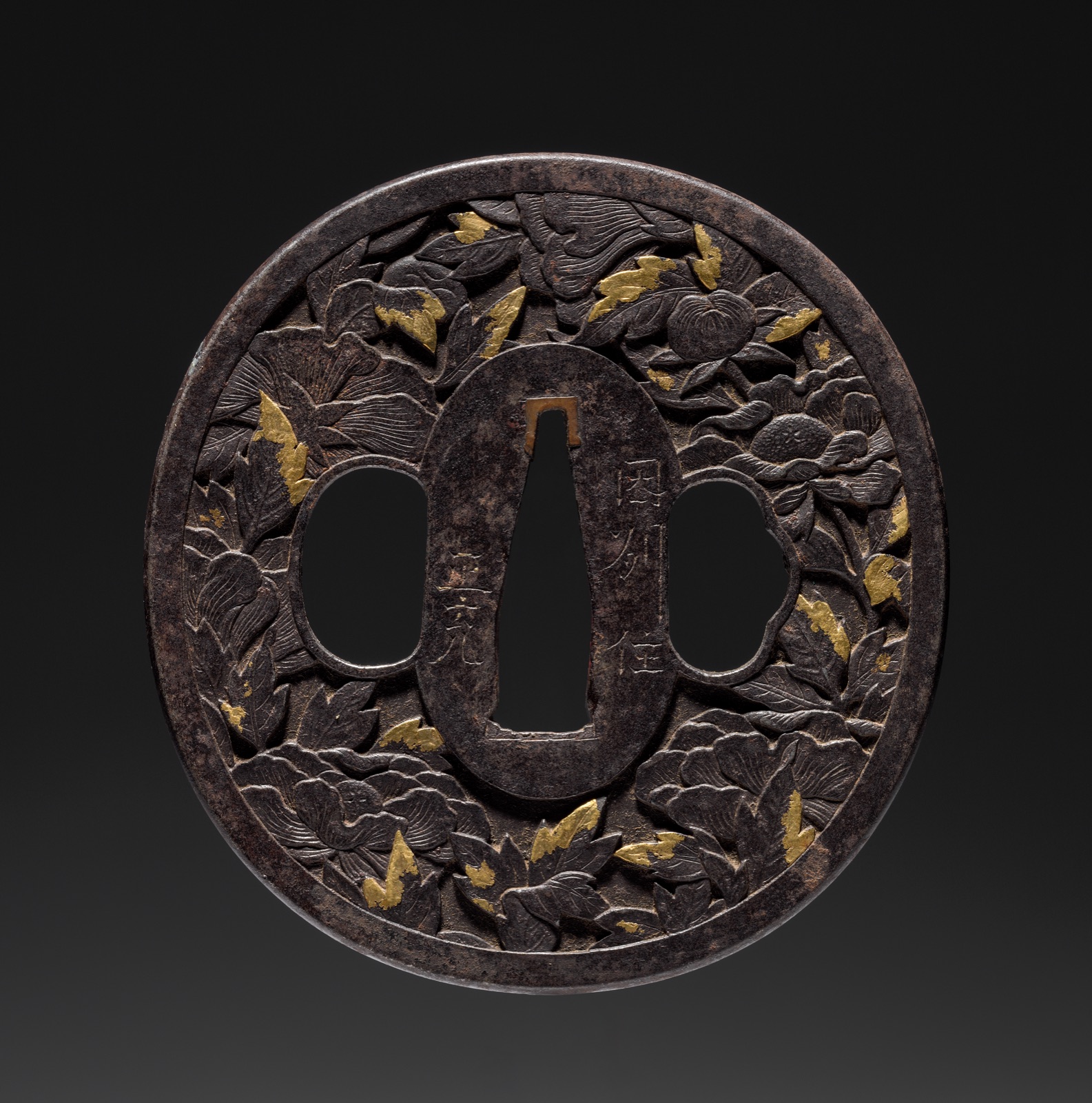 Sword Guard (Tsuba) with Peonies