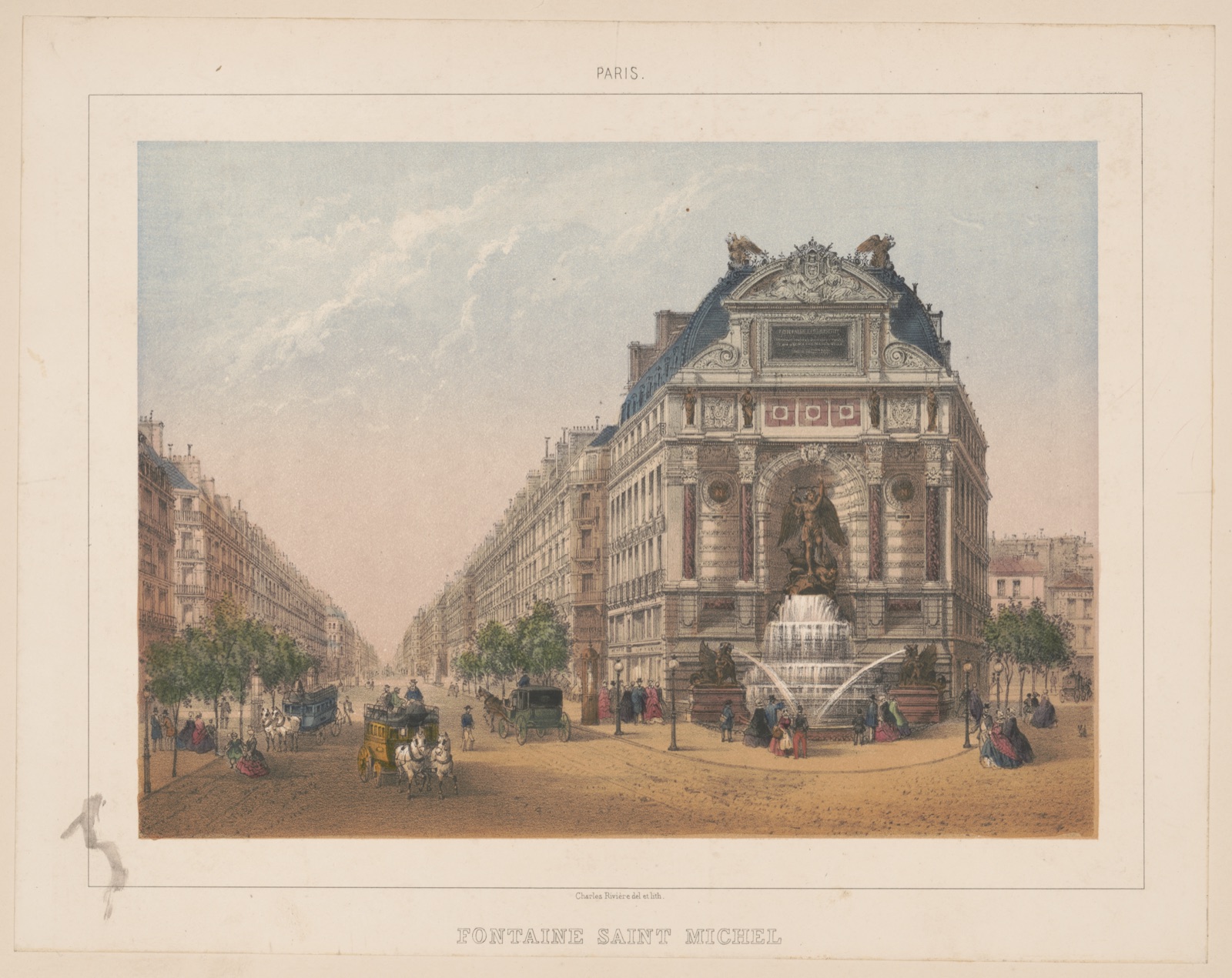 Paris. Fontaine Saint Michel — Rivière, Charles