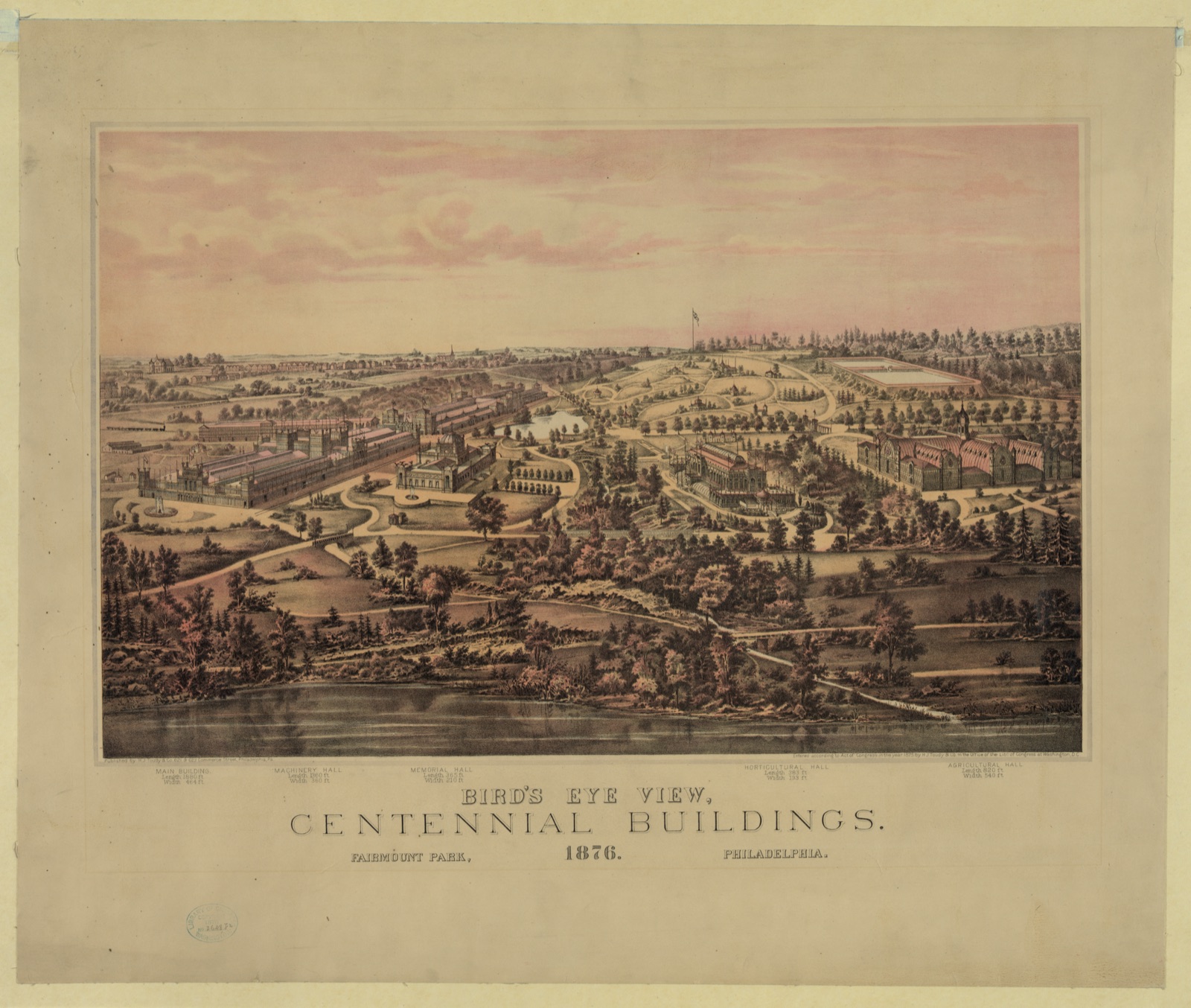 Bird's eye view, Centennial Buildings, Fairmount Park, Philadelphia