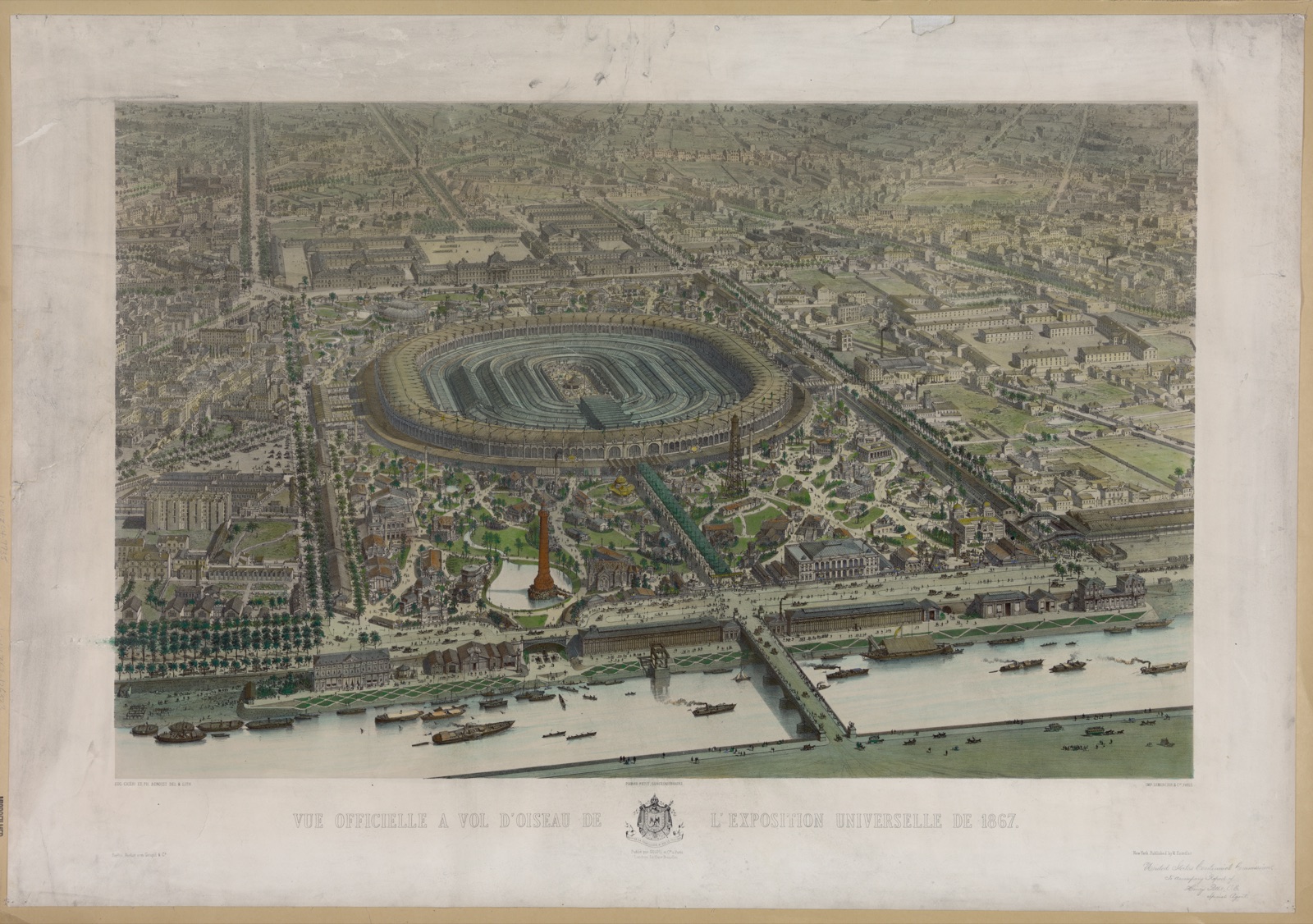 Vue officielle a vol d'oiseau de l'exposition universelle de 1867 — Ciceri, Eugène, 1813-1890