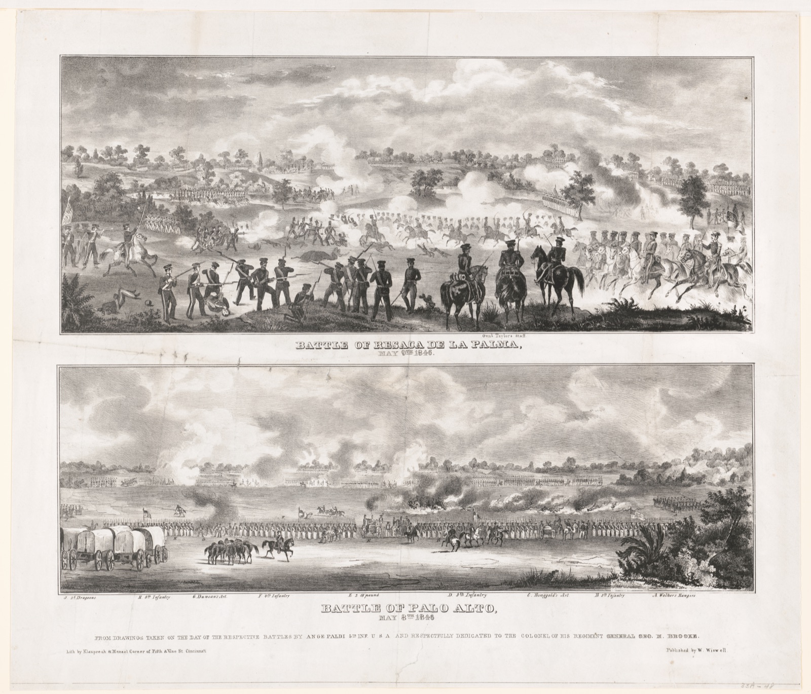 Battle of Resaca de la Palma, May 9th 1846 Battle of Palo Alto, May 8th 1846 / — Klauprecht, Emil, 1815-1896