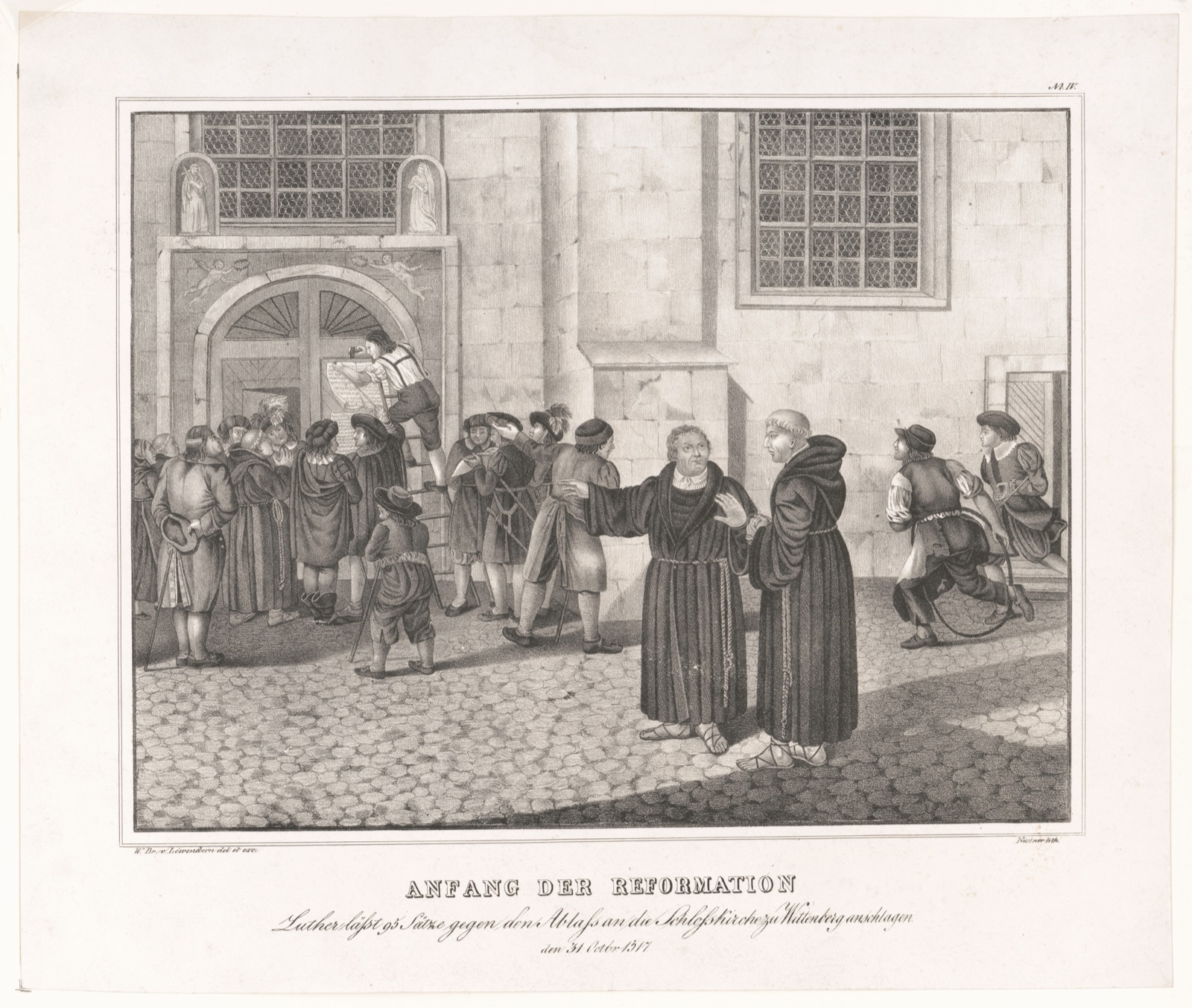 Luther lässt 95 sätze gegen den ablass an die scholsskirche zu Wittenberg anschlagen den 31 octbr. 1517