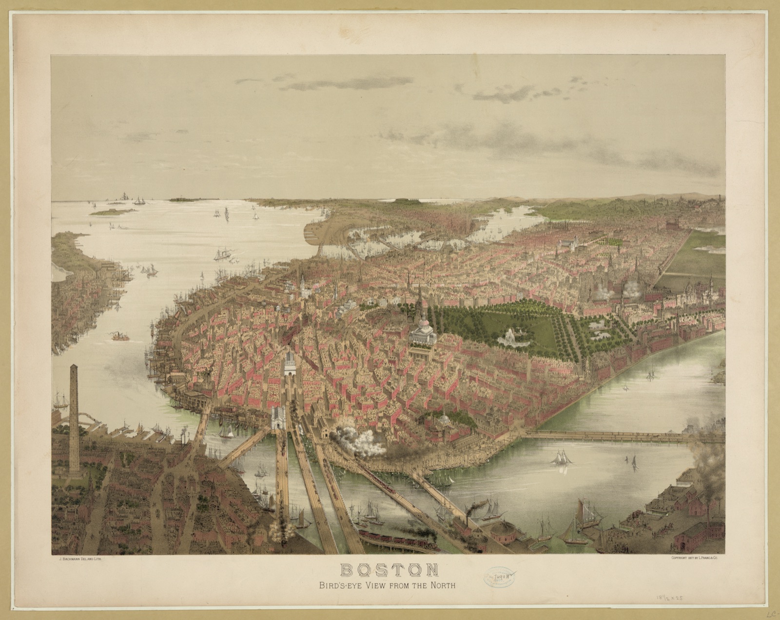 Boston - bird's eye view from the north — Bachmann, John