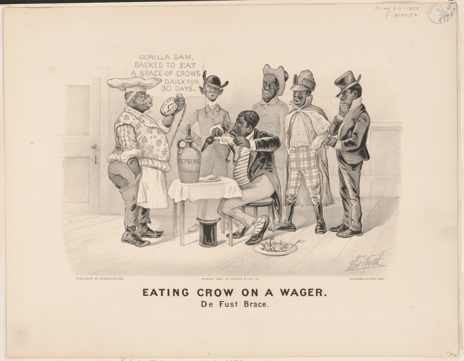 Eating crow on a wager: De fust brace — Currier & Ives.