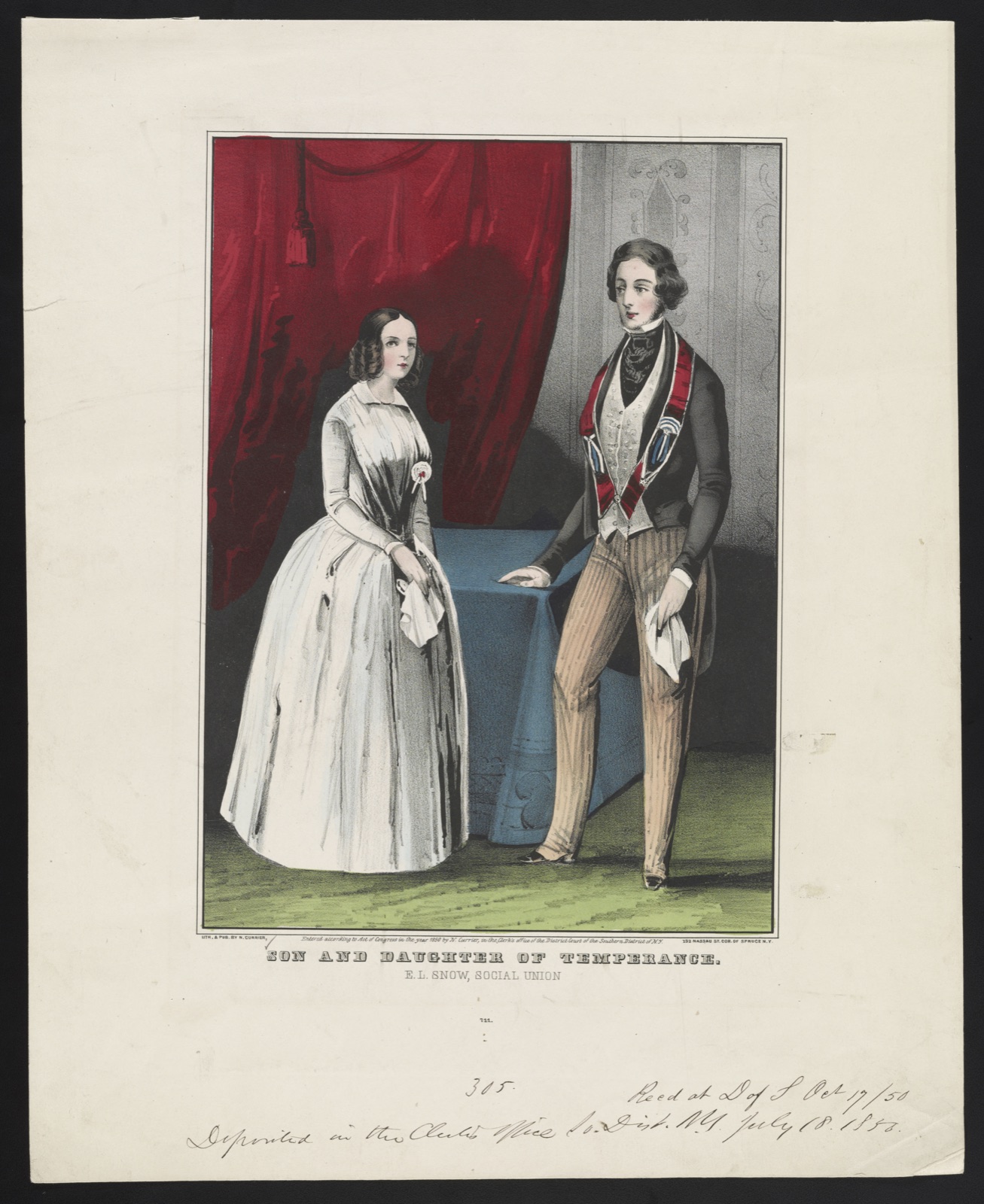 Son and daughter of temperance: E.L. Snow, social union — N. Currier (Firm)