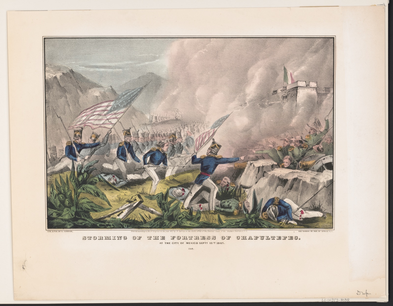 Storming of the Fortress of Chapultepec: at the city of Mexico Sept. 12th 1847 — N. Currier (Firm)