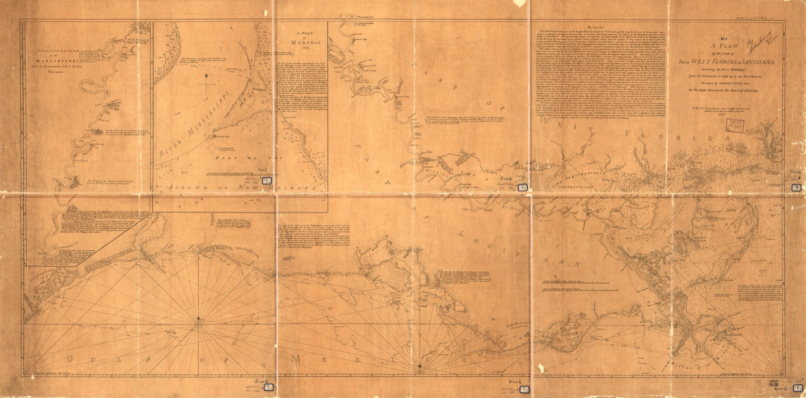 A Plan of the coast of part of west Florida & Louisiana : including the River Yazous — Gauld, George