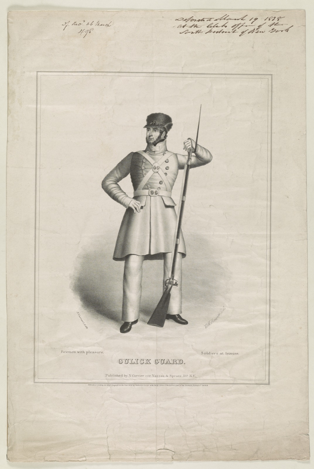 Gulick guard: firemen with pleasure, soldiers at leisure — N. Currier (Firm)