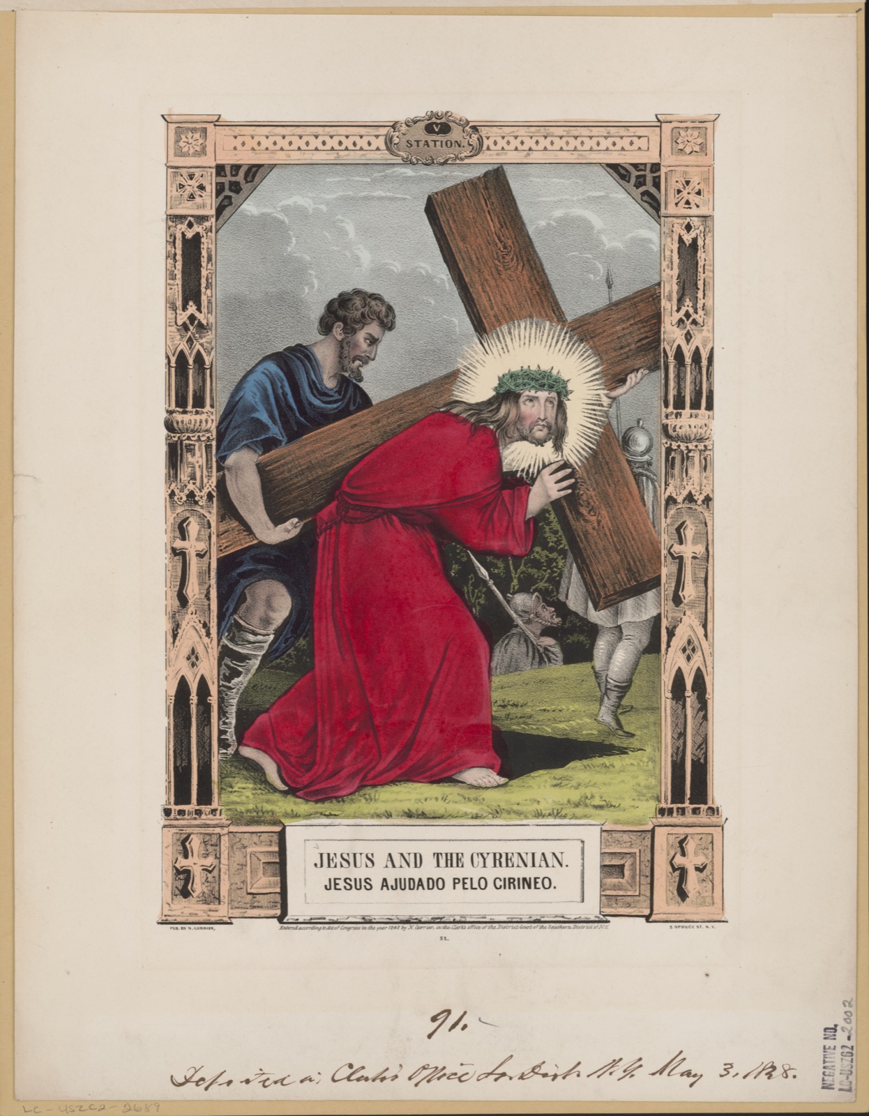 Jesus and the Cyrenian / Jesus ajudado pelo Cirineo — N. Currier (Firm)