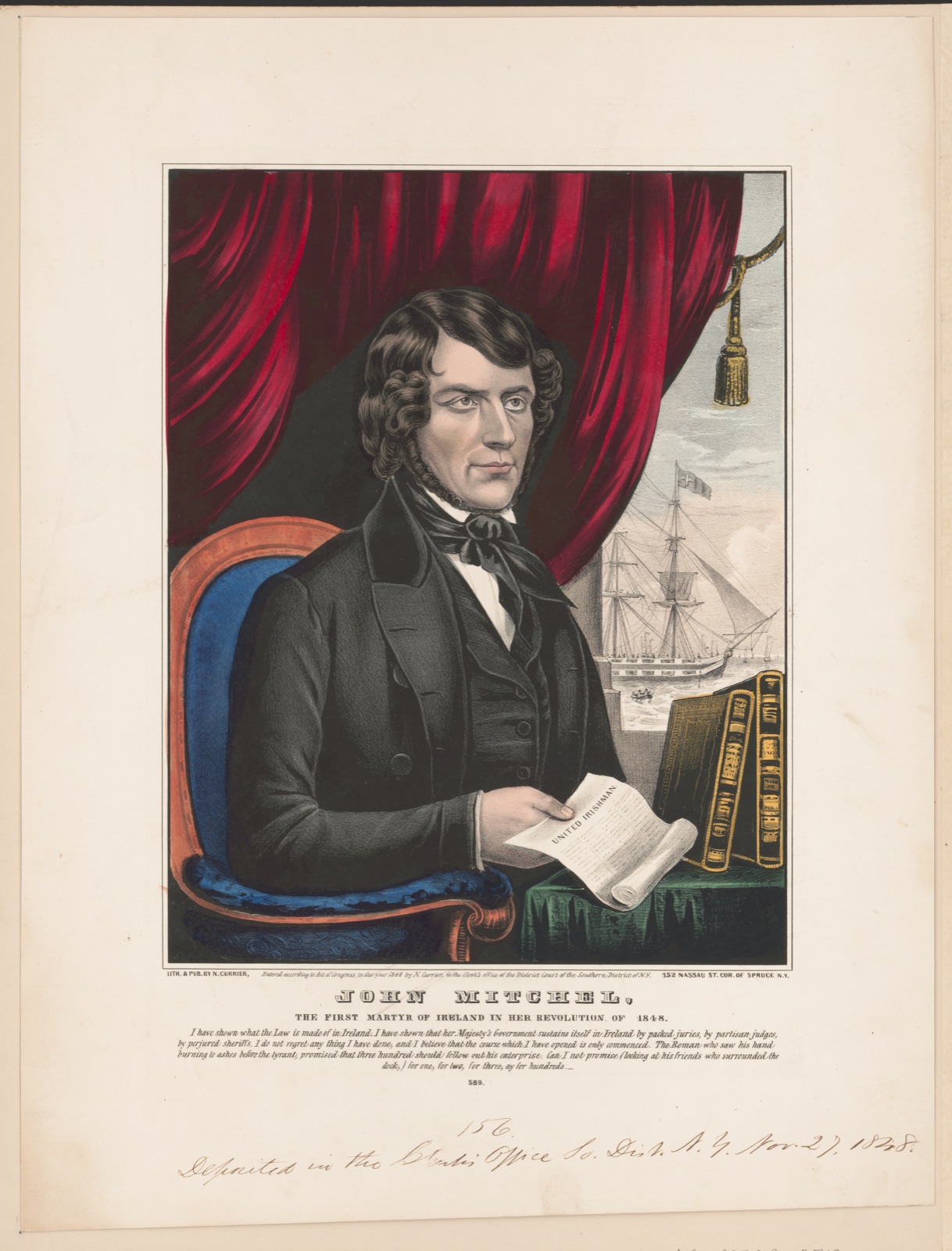 John Mitchel - the first martyr of Ireland in her revolution of 1848 — N. Currier (Firm)