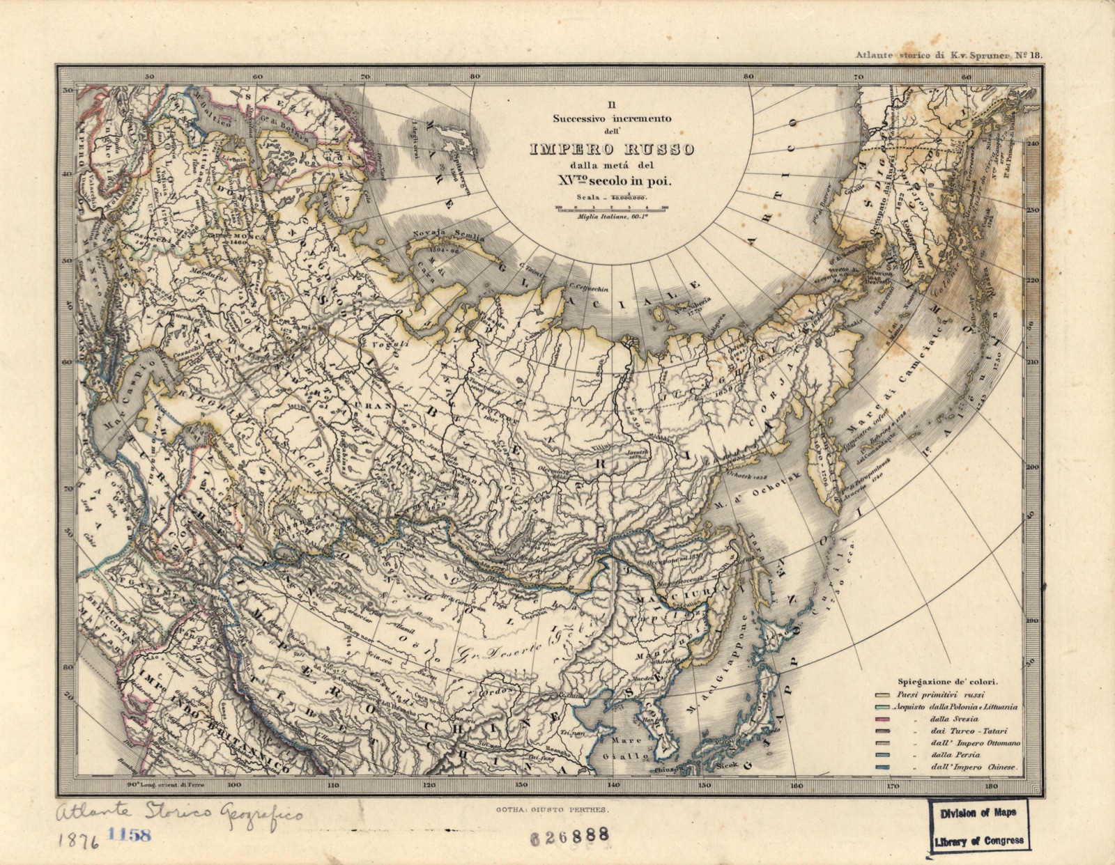 Il successivo incremento dell'Impero Russo dalla metʹa del XVto secolo in poi — Spruner von Merz, Karl, 1803-1892