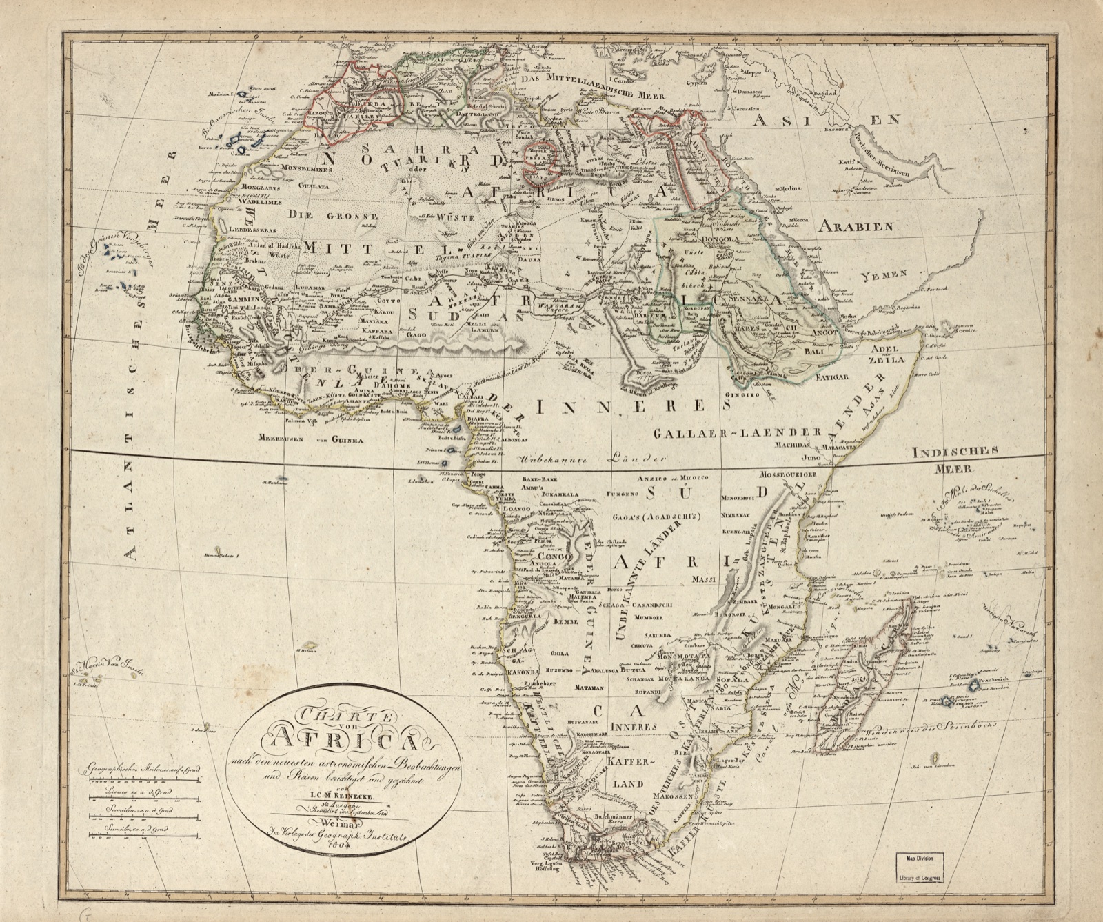 Charte von Africa : nach den neuesten astronomischen Beobachtungen und Reisen berichtiget und gezeichnet — Reinecke, J. C. M. (Johann Christoph Matthias), 1770-1818