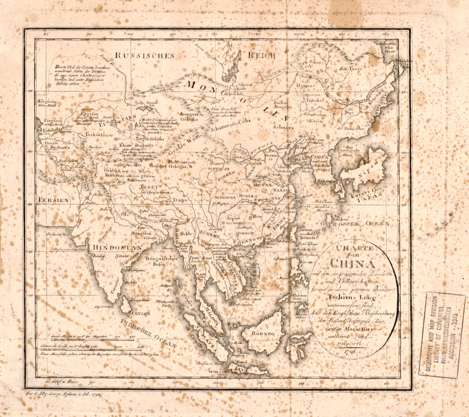 Charte von China : und den angräzenden Ländern und Völkerschaften so wie sie dem jetzingen Kaiser Tschien-Long — Verlag des Industrie Comptoirs, creator, publisher