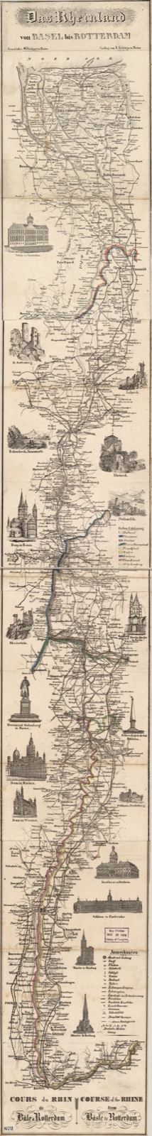 Das Rheinland von Basel bis Rotterdam : nebst denen zunächstliegenden Städten, Strassen und Eisenbahnen — Krätzer, G. (Gust.), cartographer