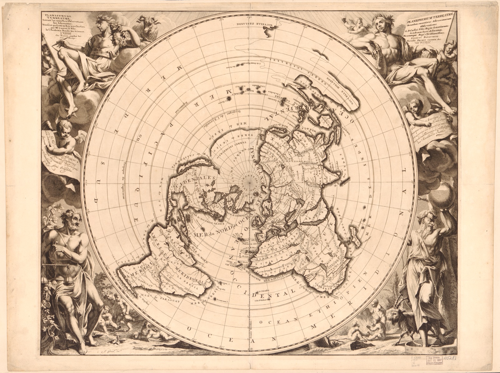 Planisphere terrestre, suivant les nouvelles observations des astronomes — Cassini, Jacques, 1677-1756, cartographer
