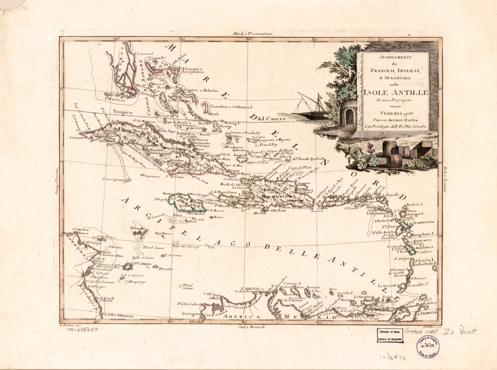 Stabilimenti de francesi, inglesi, e spagnuoli nelle isole Antille — Zatta, Antonio, active 1757-1797
