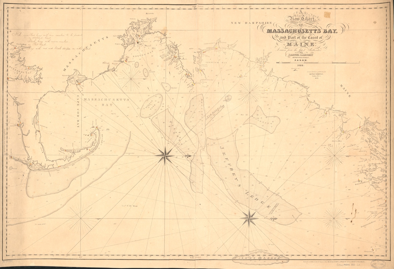 A new chart of Massachusetts Bay, and part of the coast of Maine — Lambert, Samuel, 1768-1832