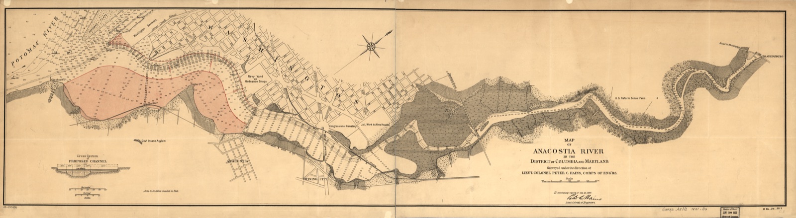 Map of Anacostia River in the District of Columbia and Maryland — Hains, Peter C. (Peter Conover), 1840-1921
