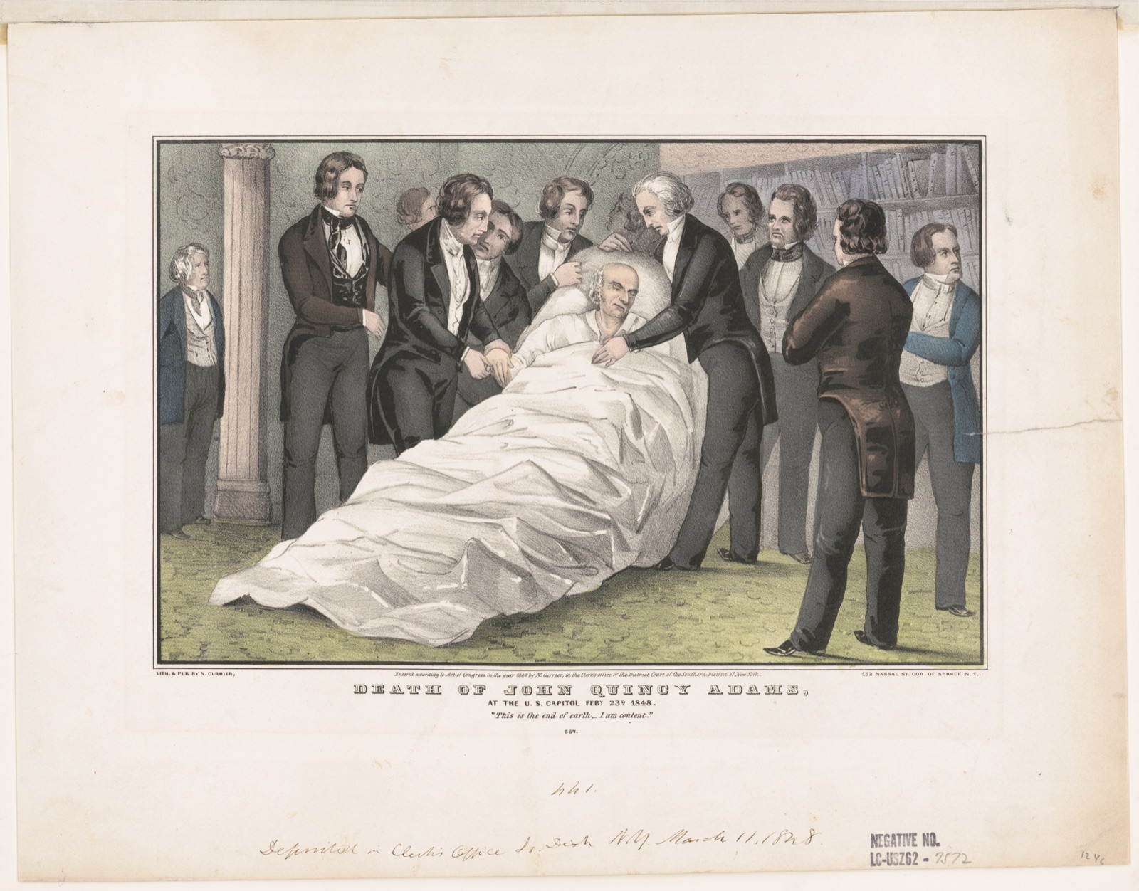 Death of John Quincy Adams at the U.S. Capitol Feby. 23d 1848 — N. Currier (Firm)