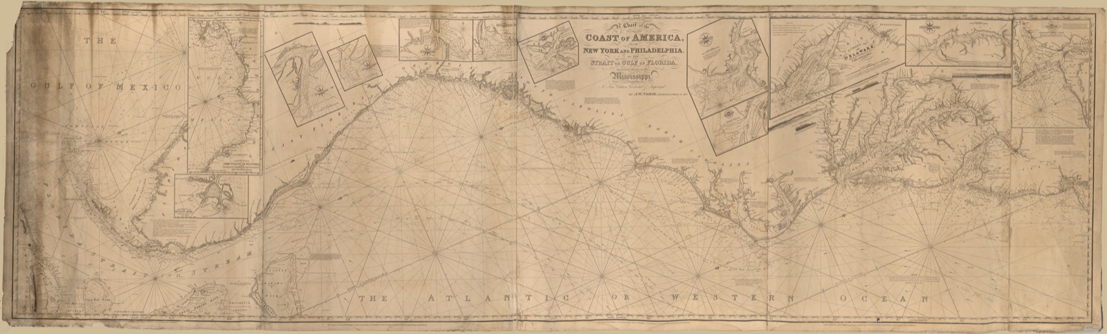 A chart of the coast of America : from New York and Philadelphia to the Strait or Gulf of Florida, and from thence to the Mississippi — Norie, J. W. (John William), 1772-1843